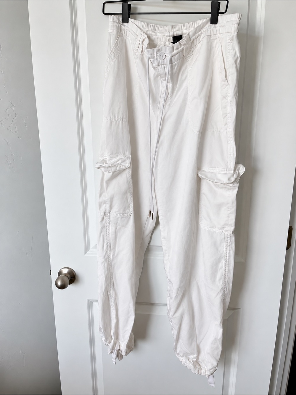 White Cargo Jogger Pants
